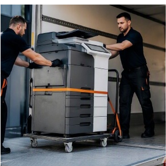 Ein Multifunktionssystem wird für den Rücktransport aus dem Gebäude getragen.